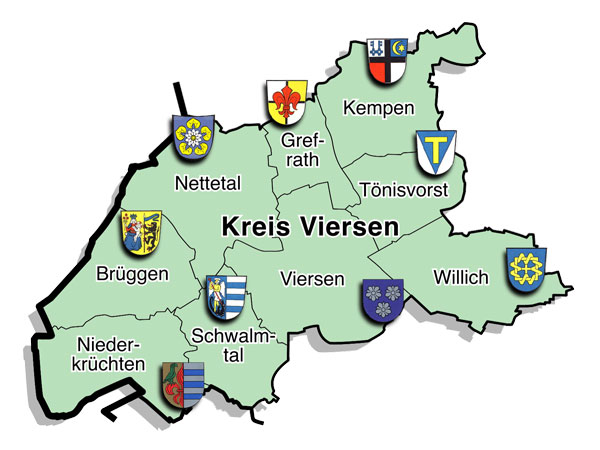 Karte des Kreises Viersen